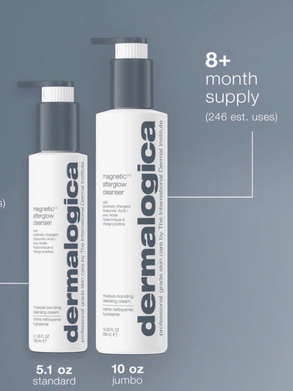 dermalogica White Bottle with Light Blue Cream and Dark Gray Pump